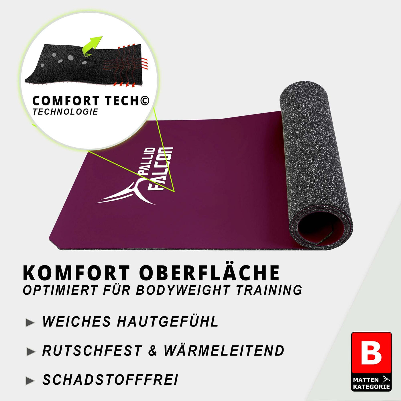 lila umweltfreundliche sportmatte falcon one von pallid falcon fuer bodyweight training und calisthenics