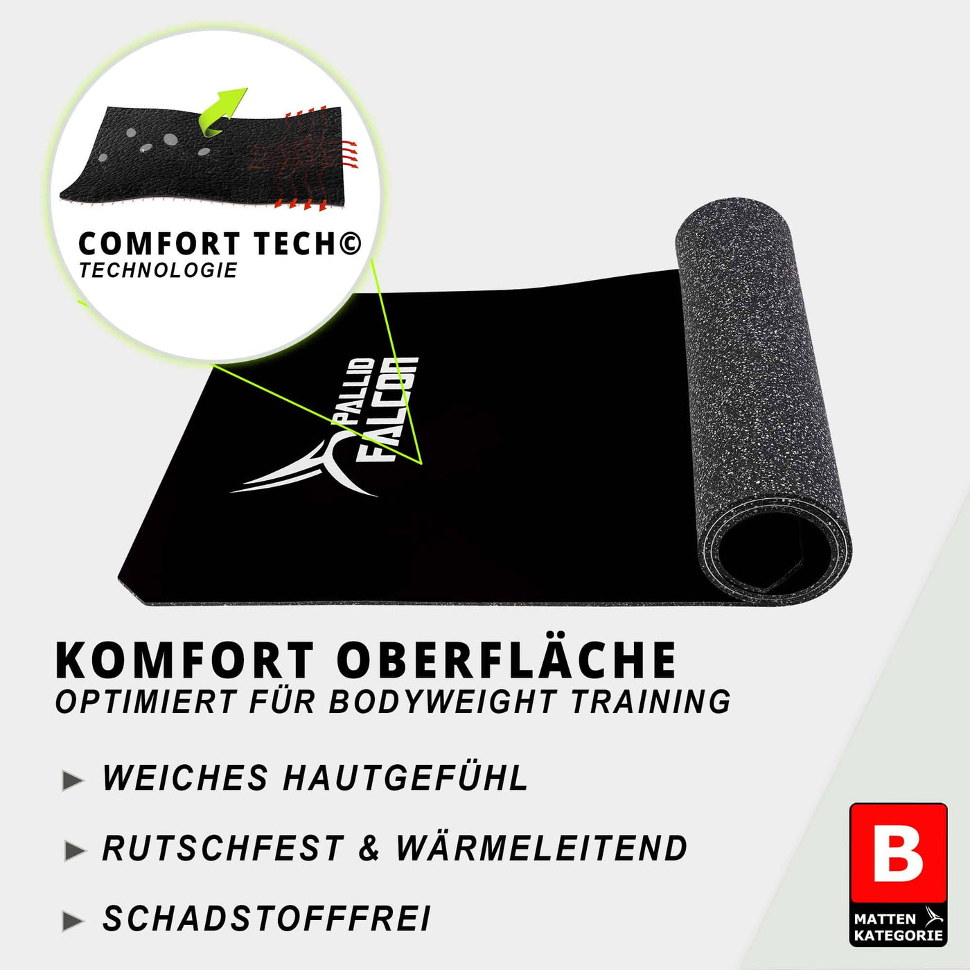 schwarze umweltfreundliche sportmatte falcon one von pallid falcon fuer bodyweight training und calisthenics