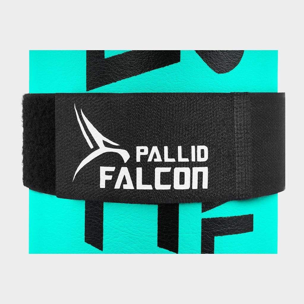 schwarzes klettband und mattenhalteband für pallid falcon gymnastikmatte und fitnessmatte befestigt vorne an türkis falcon one